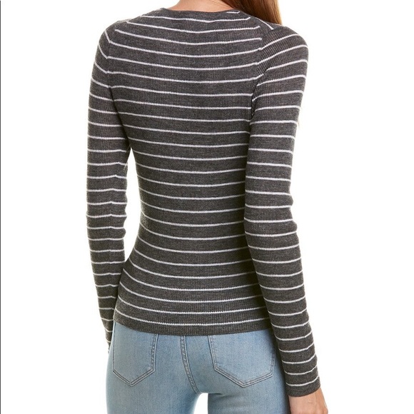 NWT Vince Long-Sleeve Stripe Ribbed Crewneck Top-M - Picture 2 of 7